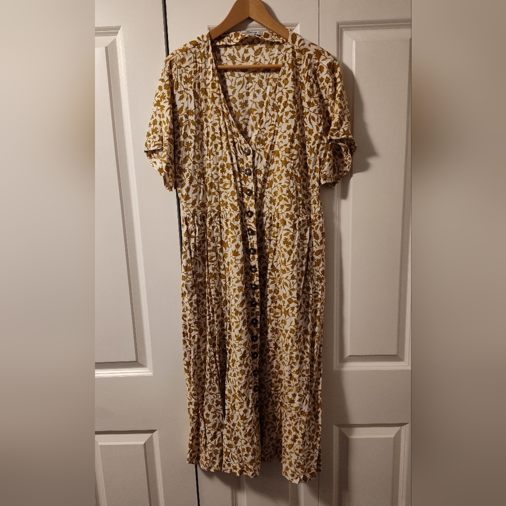 MADEWELL Button-Front Midi Dress in Batik Vine (Extra Large)